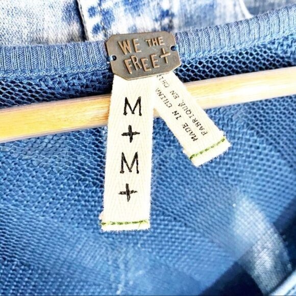 Free People We The Free Faux Wrap Striped Knit Blue Tunic Top - Picture 7 of 7